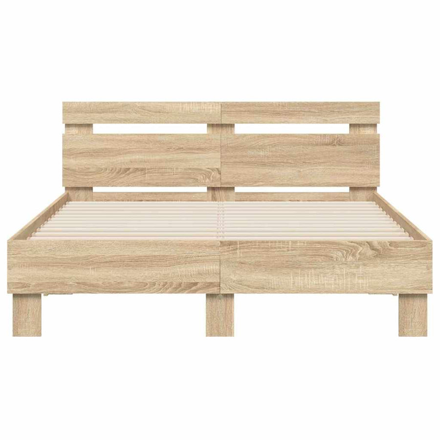 Bedframe met LED Sonoma 137 x 190 cm Bewerkt hout