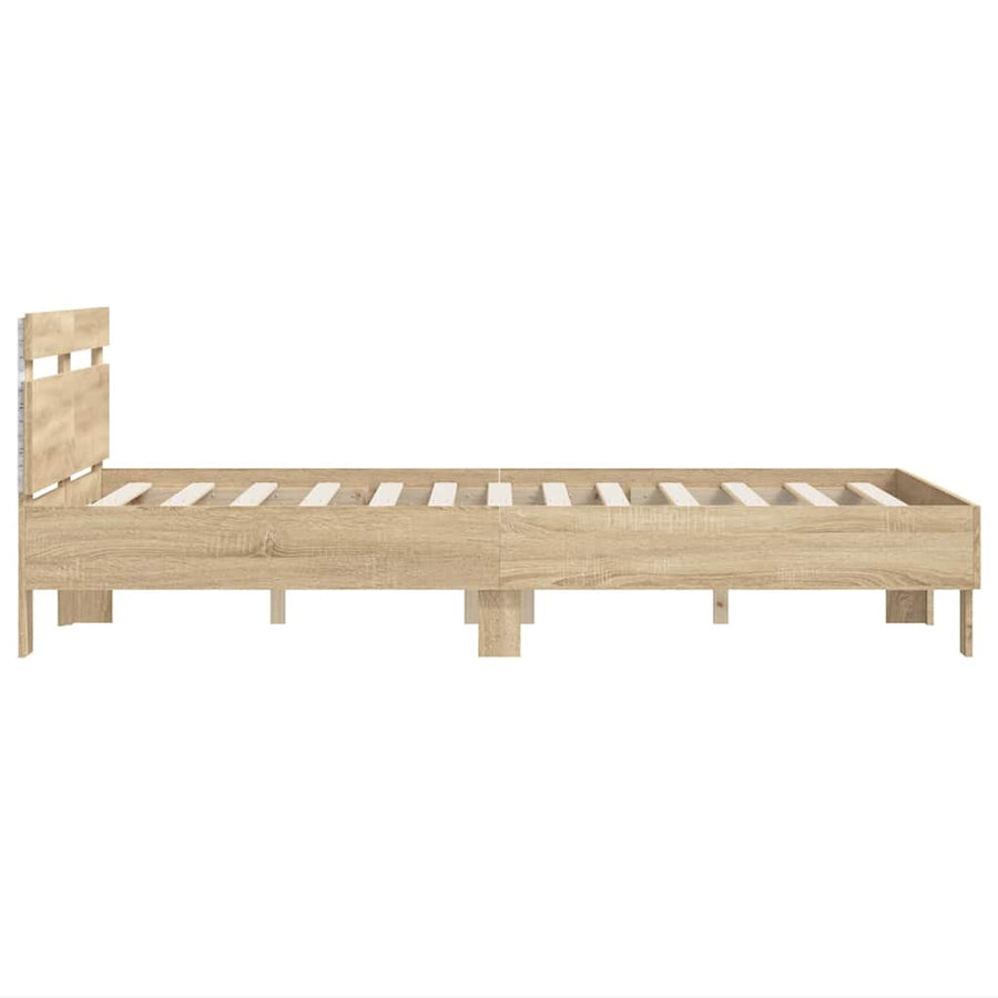Bedframe met LED Sonoma 137 x 190 cm Bewerkt hout