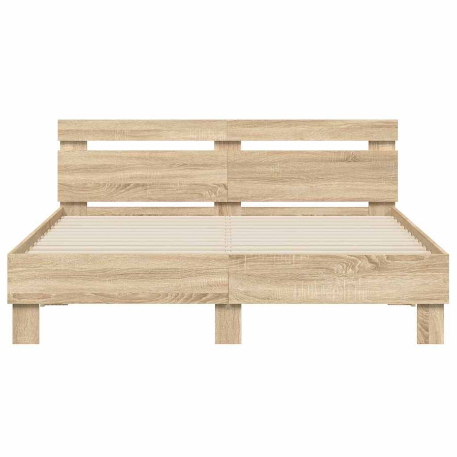 Bedframe met LED Sonoma 152 x 203 cm Bewerkt hout