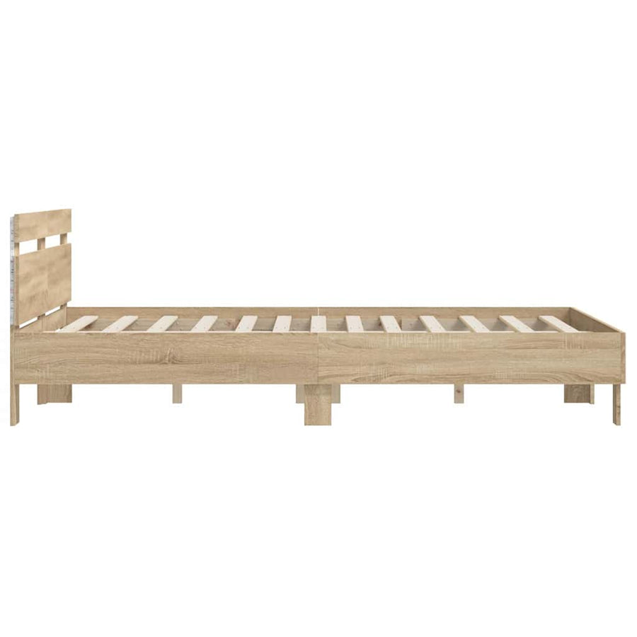 Bedframe met LED Sonoma 152 x 203 cm Bewerkt hout