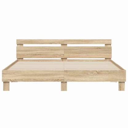 Bedframe met LED Sonoma 193 x 203 cm Bewerkt hout