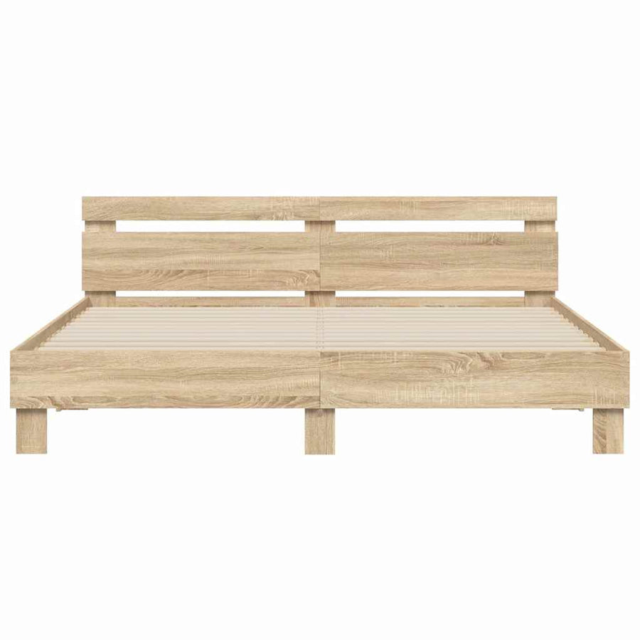 Bedframe met LED Sonoma 193 x 203 cm Bewerkt hout