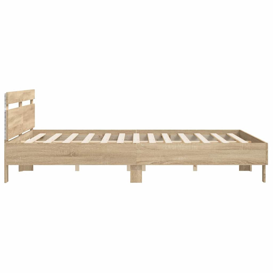 Bedframe met LED Sonoma 193 x 203 cm Bewerkt hout