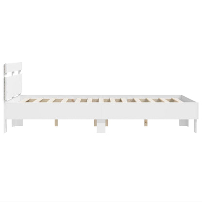 Bedframe met LED met hoofdeinde Wit 137 x 190 cm Bewerkt hout