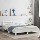 LED Bed Frame with Headboard White 193 x 203 cm Engineered Wood