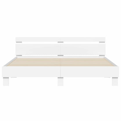 Bedframe met LED met hoofdeinde Wit 193 x 203 cm Bewerkt hout