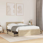 Bed frame with headboard 2 pcs Sonoma 137 x 188 cm Engineered wood