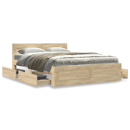 Bedframe met hoofdeinde 2 pcs Sonoma 137 x 188 cm Bewerkt hout