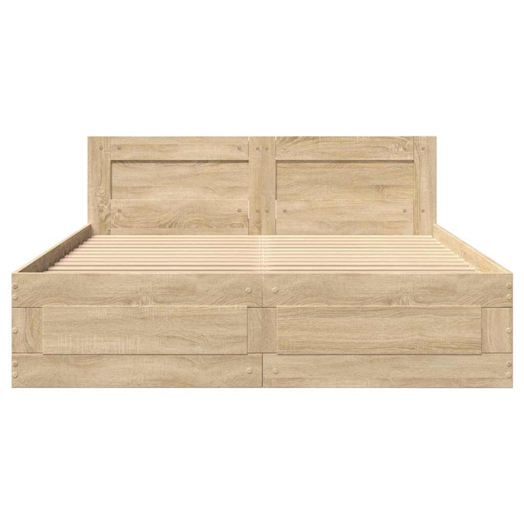 Bedframe met hoofdeinde 2 pcs Sonoma 137 x 188 cm Bewerkt hout