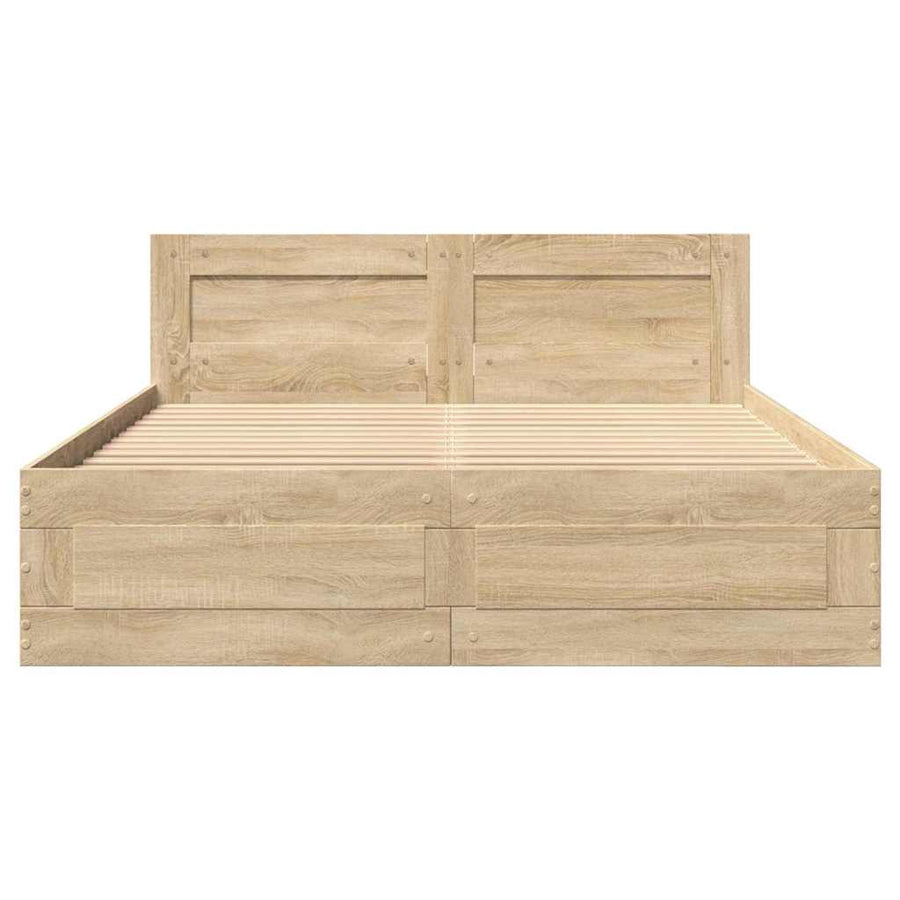 Bedframe met hoofdeinde 2 pcs Sonoma 137 x 188 cm Bewerkt hout