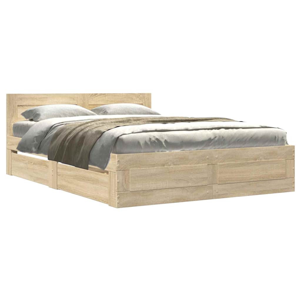 Bedframe met hoofdeinde 2 pcs Sonoma 137 x 188 cm Bewerkt hout