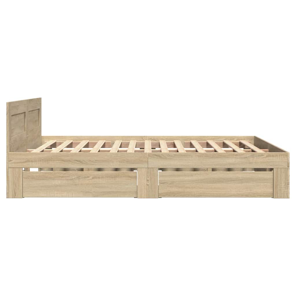 Bedframe met hoofdeinde 2 pcs Sonoma 137 x 188 cm Bewerkt hout