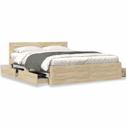 Bedframe met hoofdeinde 2 pcs Sonoma 153 x 203 cm Bewerkt hout