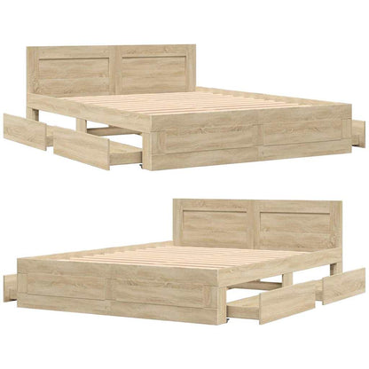 Bedframe met hoofdeinde 2 pcs Sonoma 153 x 203 cm Bewerkt hout