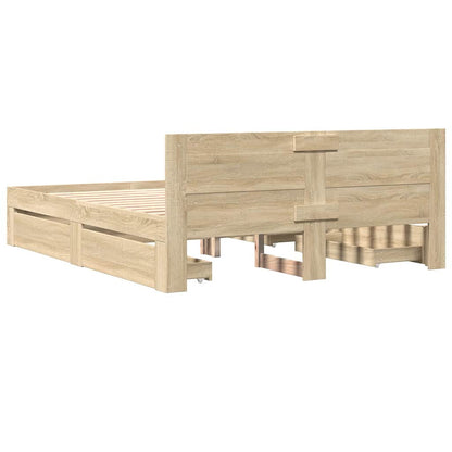 Bedframe met hoofdeinde 2 pcs Sonoma 153 x 203 cm Bewerkt hout