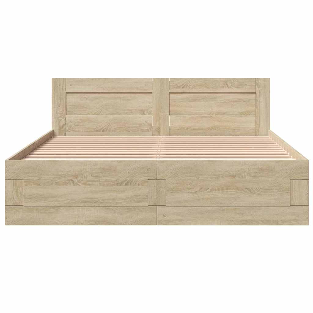 Bedframe met hoofdeinde 2 pcs Sonoma 153 x 203 cm Bewerkt hout