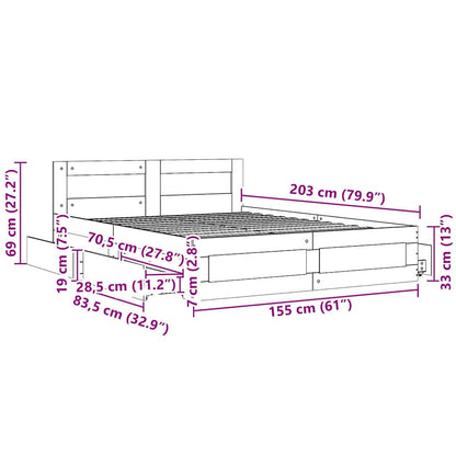 Bedframe met hoofdeinde 2 pcs Sonoma 153 x 203 cm Bewerkt hout