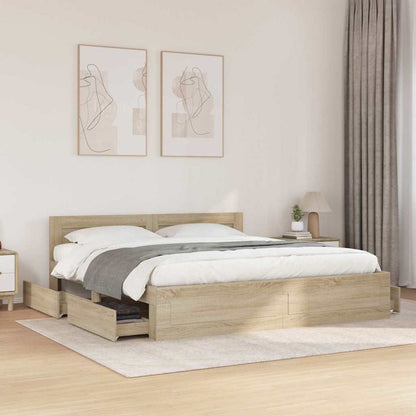 Bedframe met hoofdeinde 2 pcs Sonoma 193 x 203 cm Bewerkt hout
