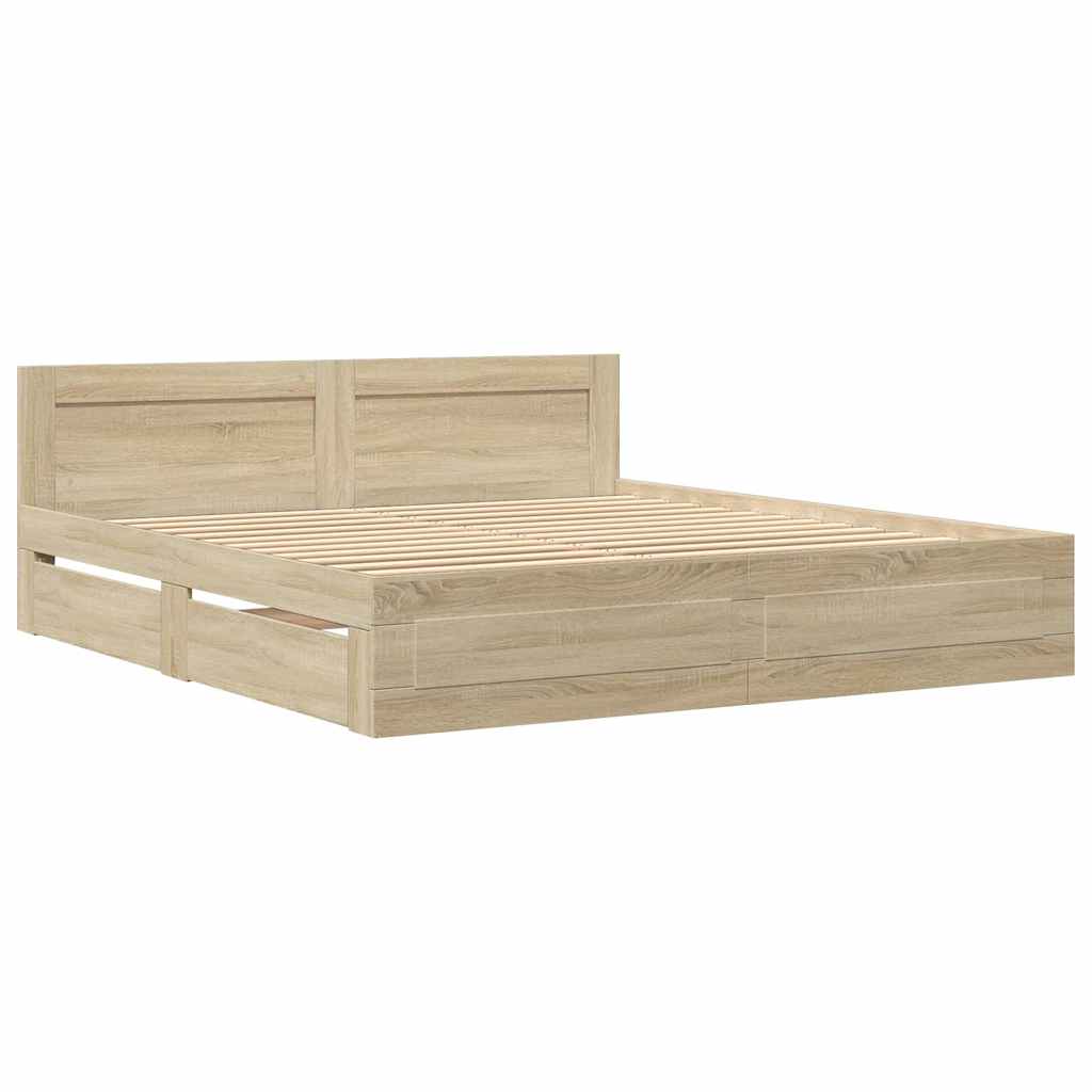 Bedframe met hoofdeinde 2 pcs Sonoma 193 x 203 cm Bewerkt hout