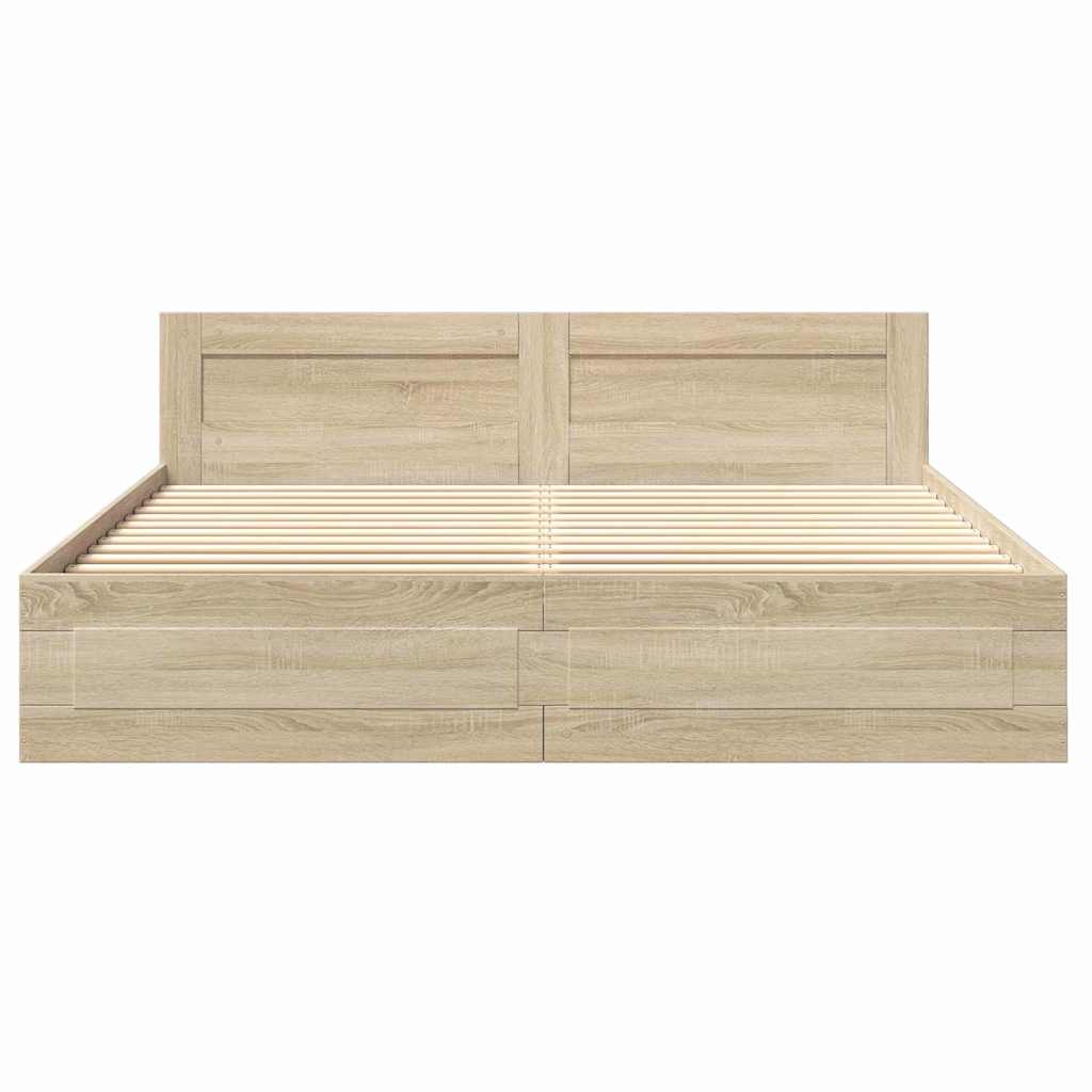 Bedframe met hoofdeinde 2 pcs Sonoma 193 x 203 cm Bewerkt hout