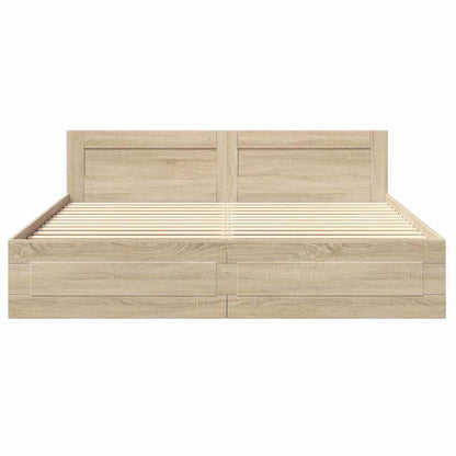 Bedframe met hoofdeinde 2 pcs Sonoma 193 x 203 cm Bewerkt hout