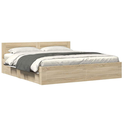 Bedframe met hoofdeinde 2 pcs Sonoma 193 x 203 cm Bewerkt hout