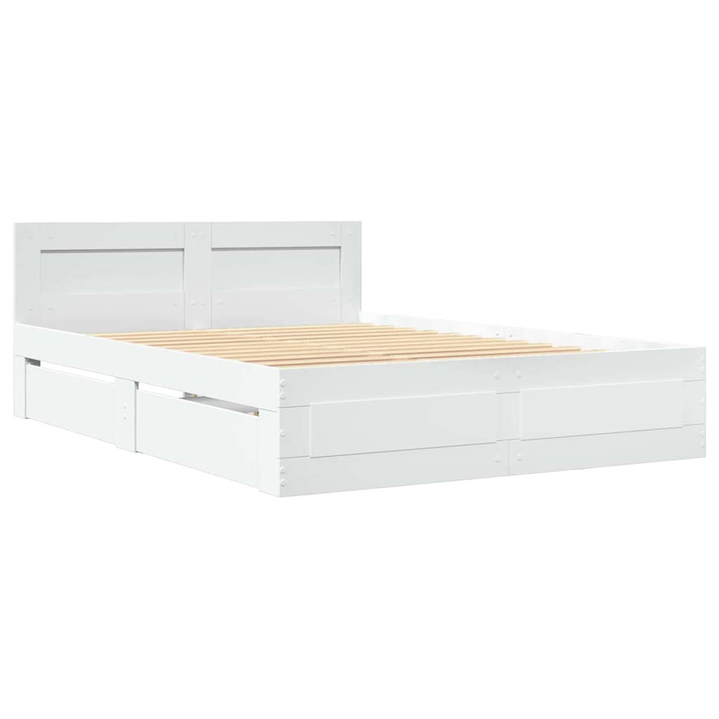 Bedframe met hoofdeinde 2 pcs Wit 137 x 188 cm Bewerkt hout