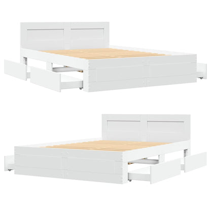 Bedframe met hoofdeinde 2 pcs Wit 137 x 188 cm Bewerkt hout