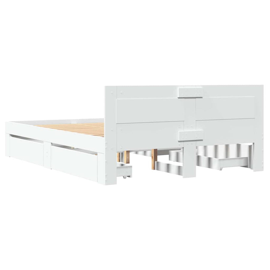 Bedframe met hoofdeinde 2 pcs Wit 137 x 188 cm Bewerkt hout