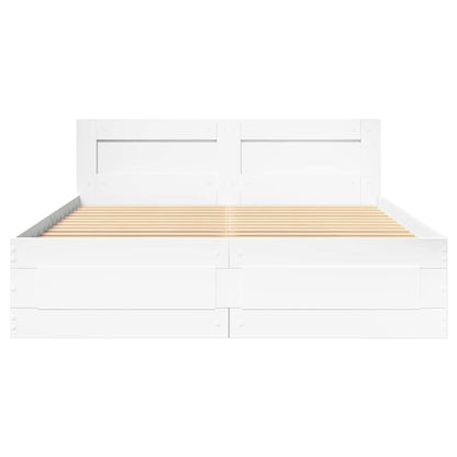 Bedframe met hoofdeinde 2 pcs Wit 137 x 188 cm Bewerkt hout