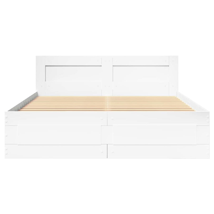 Bedframe met hoofdeinde 2 pcs Wit 137 x 188 cm Bewerkt hout