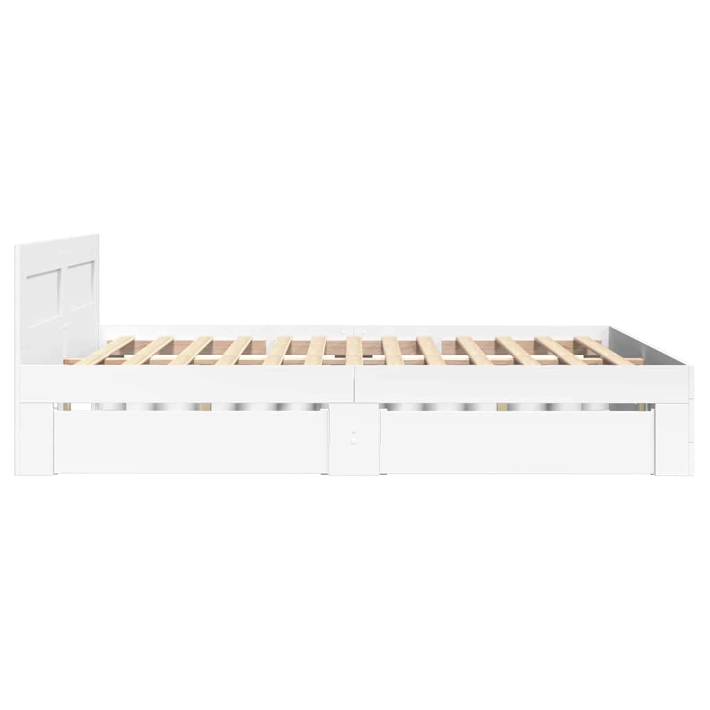 Bedframe met hoofdeinde 2 pcs Wit 137 x 188 cm Bewerkt hout
