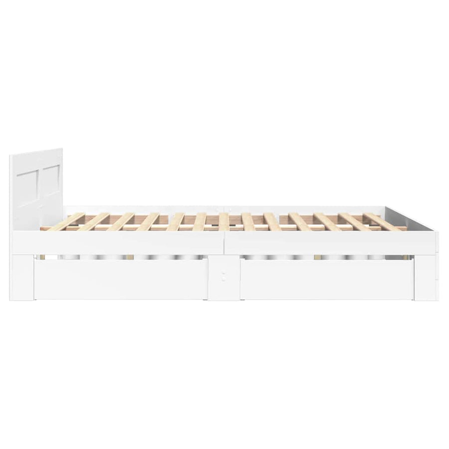 Bedframe met hoofdeinde 2 pcs Wit 137 x 188 cm Bewerkt hout