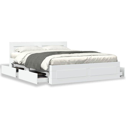 Bedframe met hoofdeinde 2 pcs Wit 150 x 200 cm Bewerkt hout