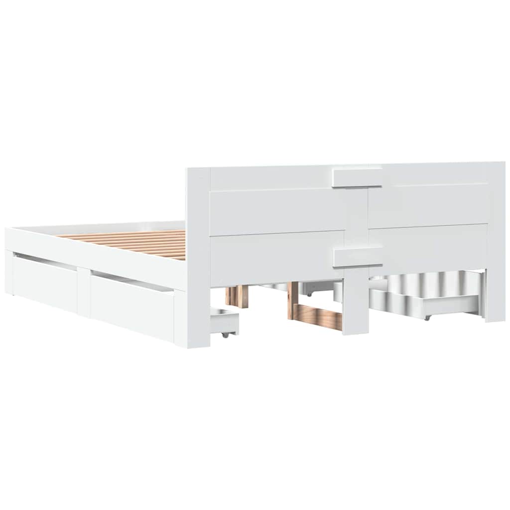 Bedframe met hoofdeinde 2 pcs Wit 150 x 200 cm Bewerkt hout