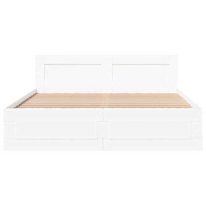 Bedframe met hoofdeinde 2 pcs Wit 150 x 200 cm Bewerkt hout