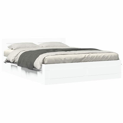 Bedframe met hoofdeinde 2 pcs Wit 150 x 200 cm Bewerkt hout