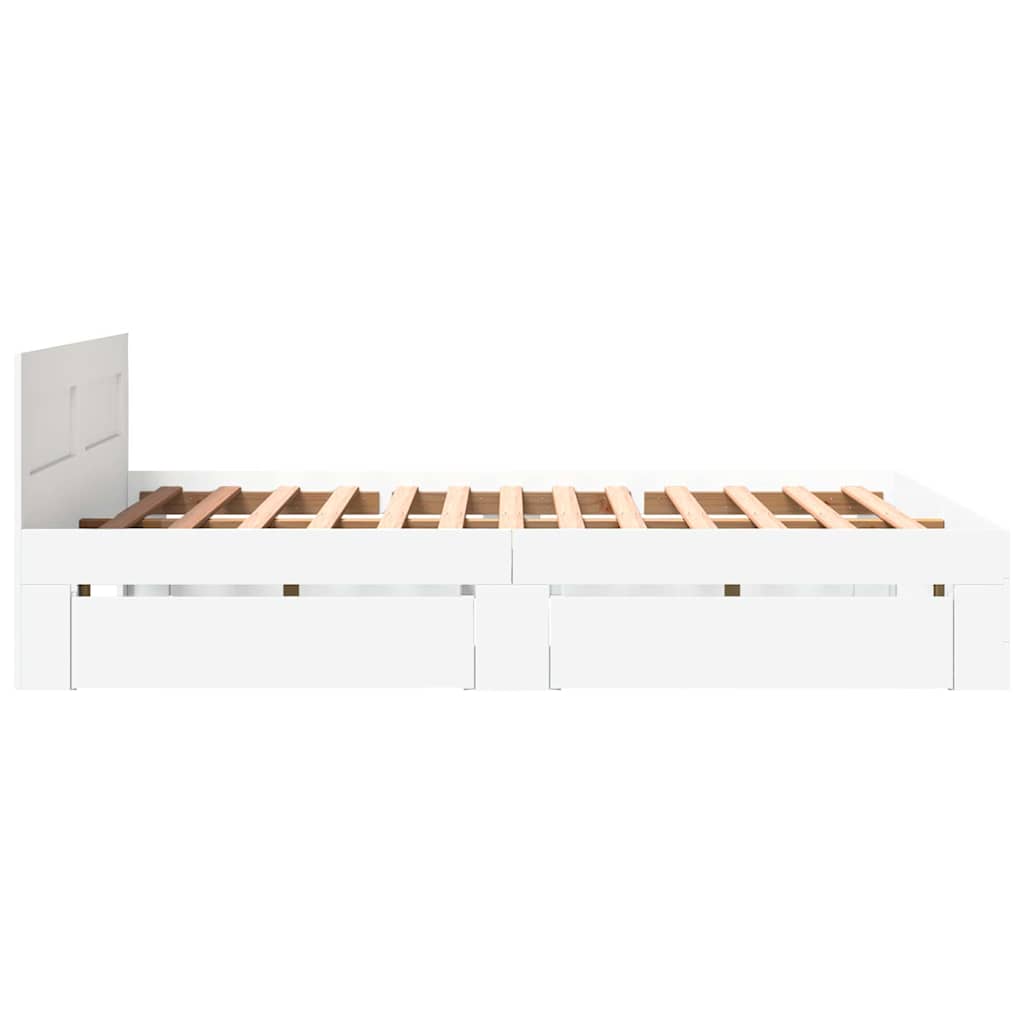 Bedframe met hoofdeinde 2 pcs Wit 150 x 200 cm Bewerkt hout