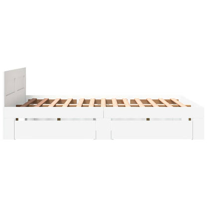 Bedframe met hoofdeinde 2 pcs Wit 150 x 200 cm Bewerkt hout