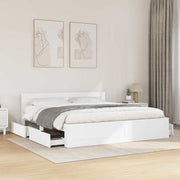 Bedframe 193x203 cm wit bewerkt hout