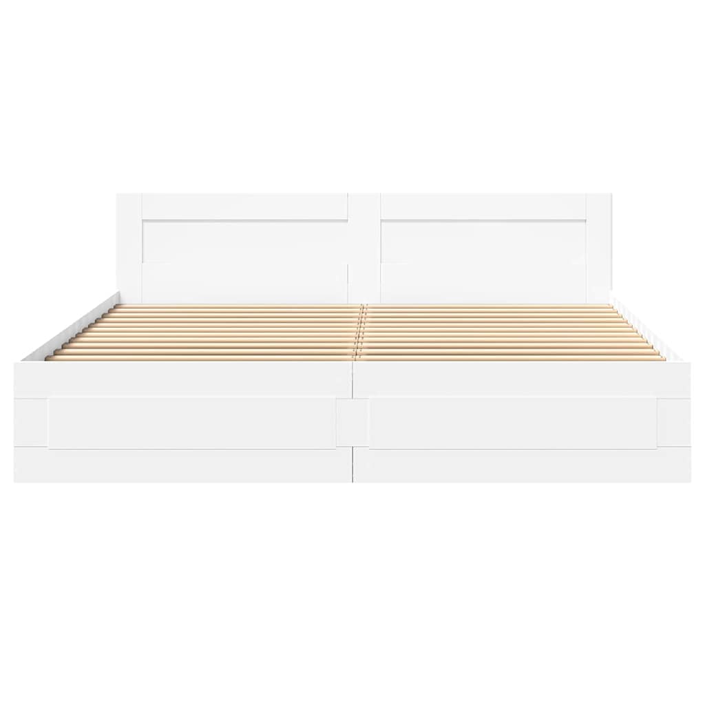 Bedframe met hoofdeinde 2 pcs Wit 193 x 203 cm Bewerkt hout