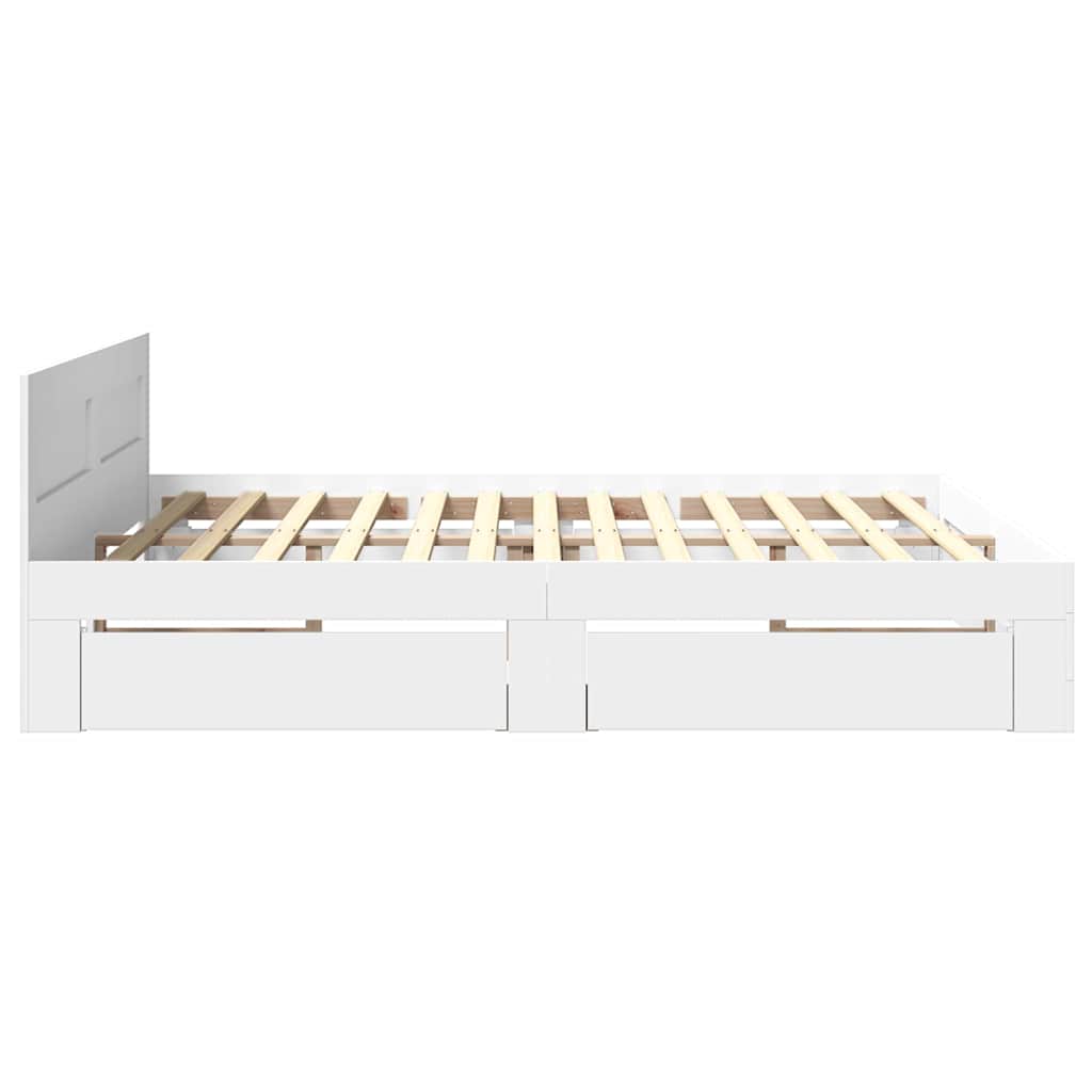 Bedframe met hoofdeinde 2 pcs Wit 193 x 203 cm Bewerkt hout