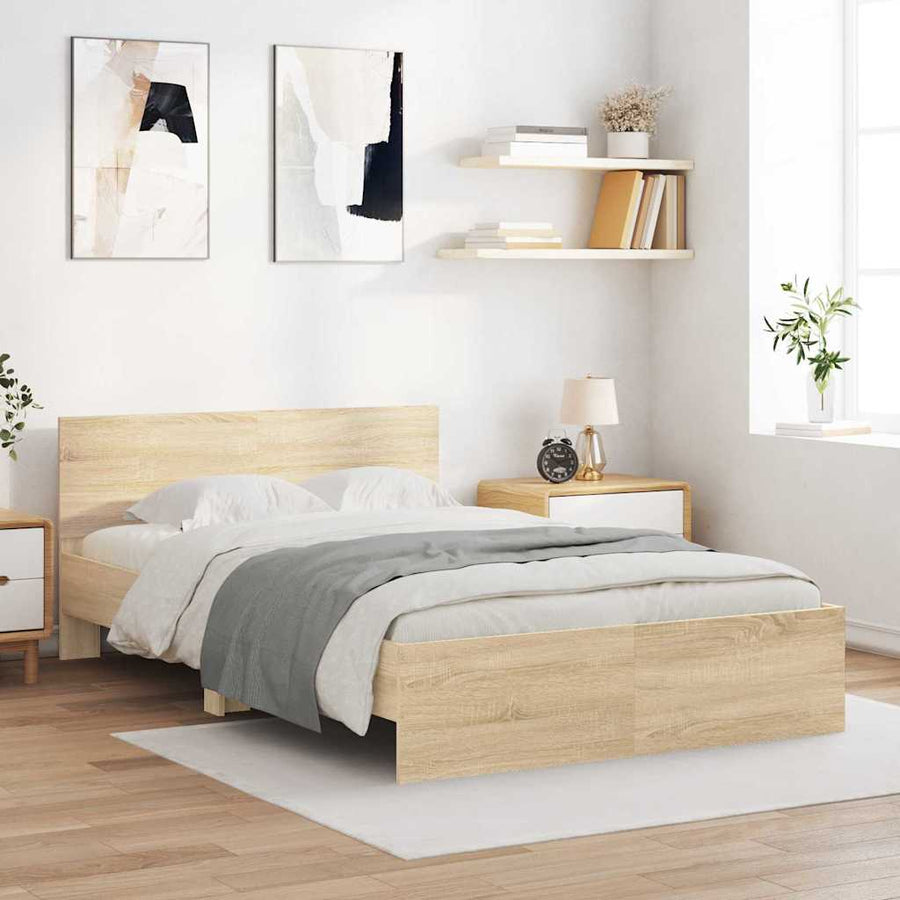 Bedframe met hoofdeinde Sonoma 137 x 190 cm Bewerkt hout