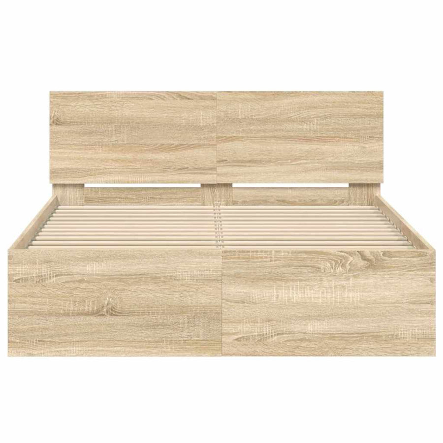 Bedframe met hoofdeinde Sonoma 137 x 190 cm Bewerkt hout