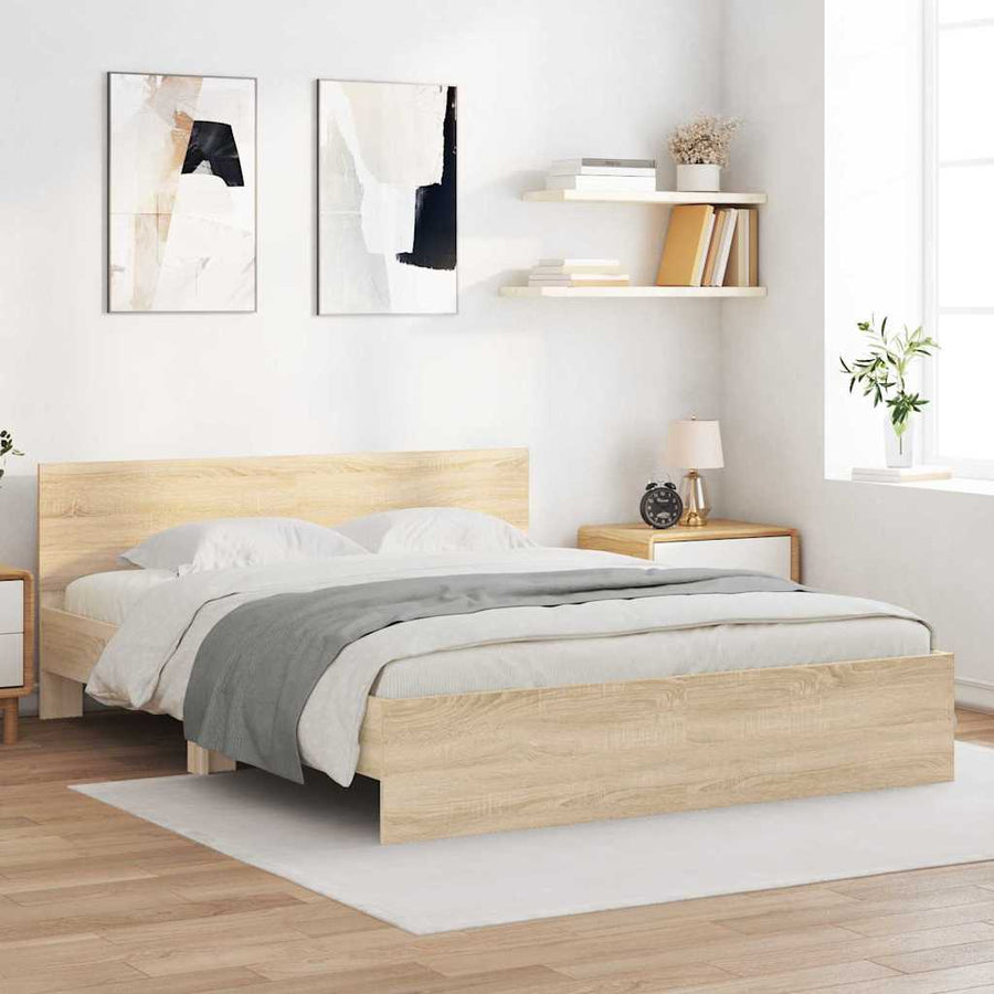 Bedframe met hoofdeinde Sonoma 152 x 203 cm Bewerkt hout