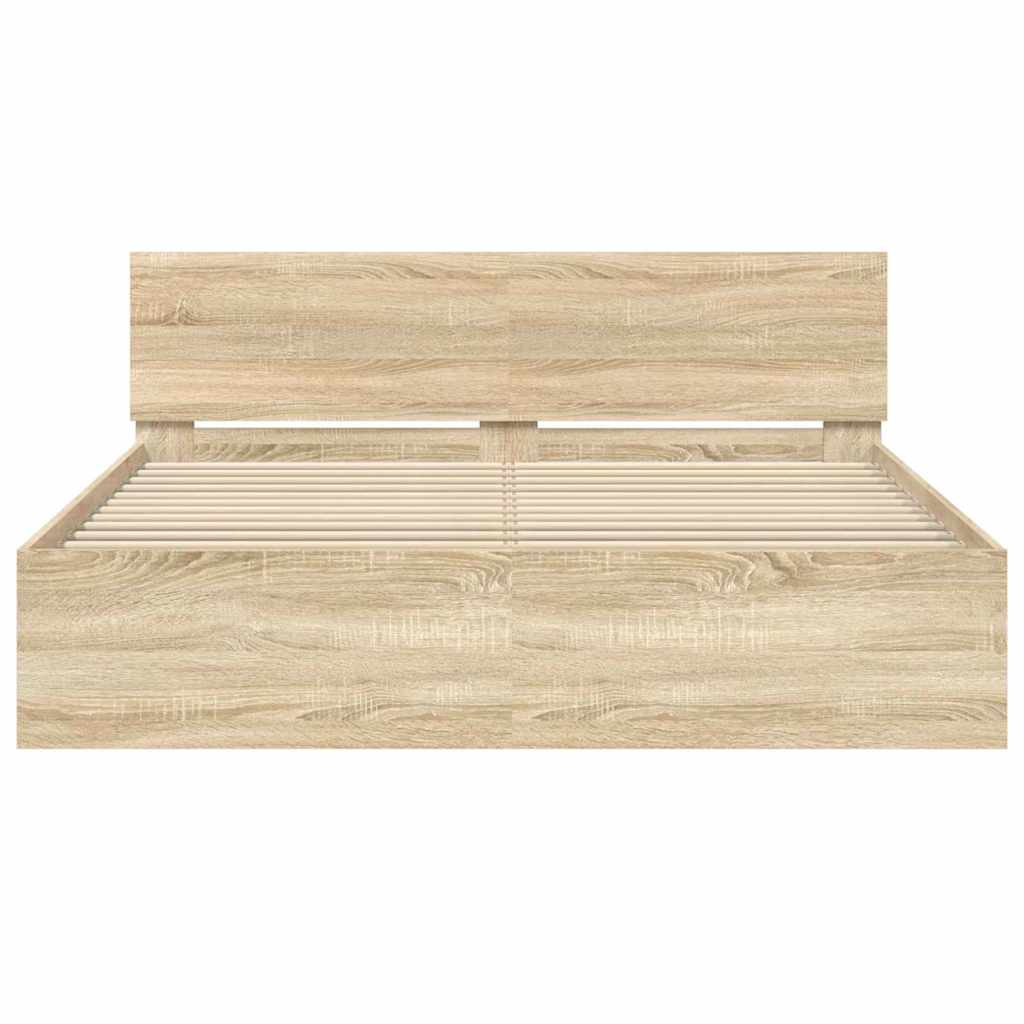Bedframe met hoofdeinde Sonoma 152 x 203 cm Bewerkt hout