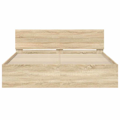 Bedframe met hoofdeinde Sonoma 152 x 203 cm Bewerkt hout