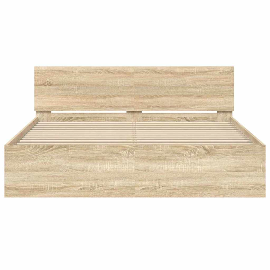 Bedframe met hoofdeinde Sonoma 152 x 203 cm Bewerkt hout