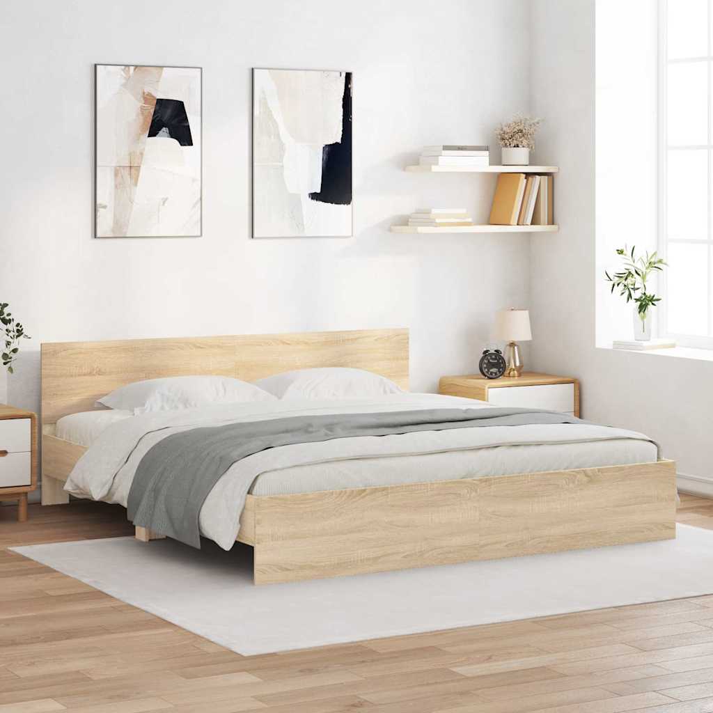 Bedframe Wandgemonteerd Sonoma 193 x 203 cm Bewerkt hout
