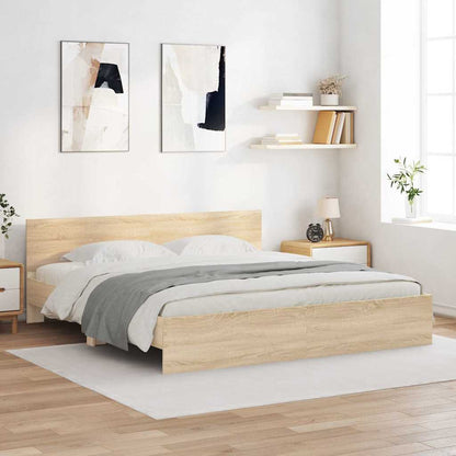 Bedframe Wandgemonteerd Sonoma 193 x 203 cm Bewerkt hout